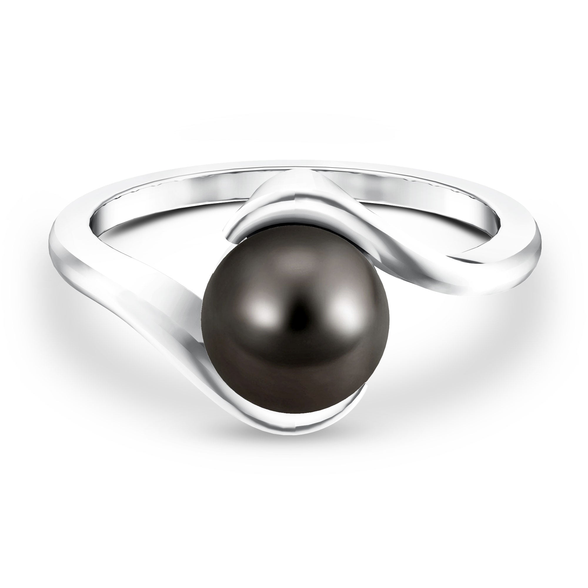 7.5 Carat Certified Tahitian Black Pearl Solitaire Bypass Ring
