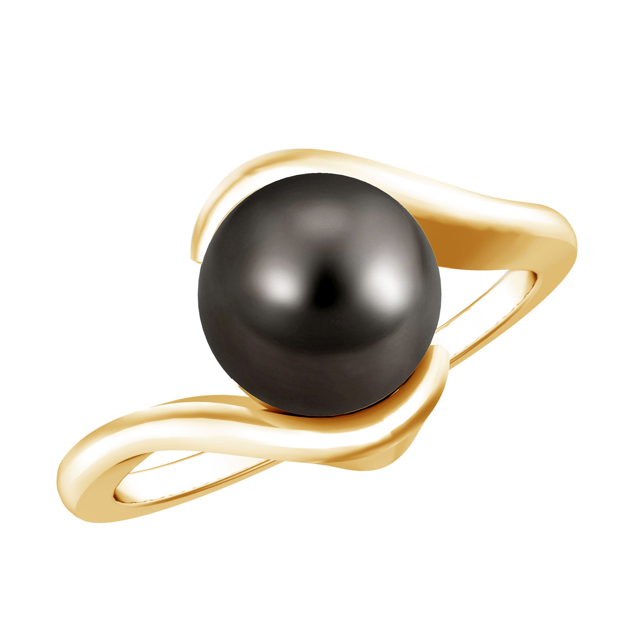 7.5 Carat Certified Tahitian Black Pearl Solitaire Bypass Ring | Rings | Wiccan Center