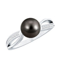 7.5 Carat Solitaire Tahitian Pearl Engagement Ring with Diamond