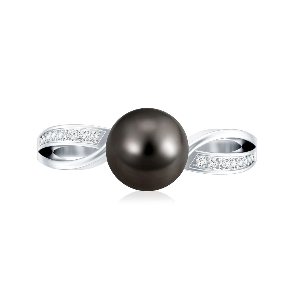 7.5 Carat Solitaire Tahitian Pearl Engagement Ring with Diamond