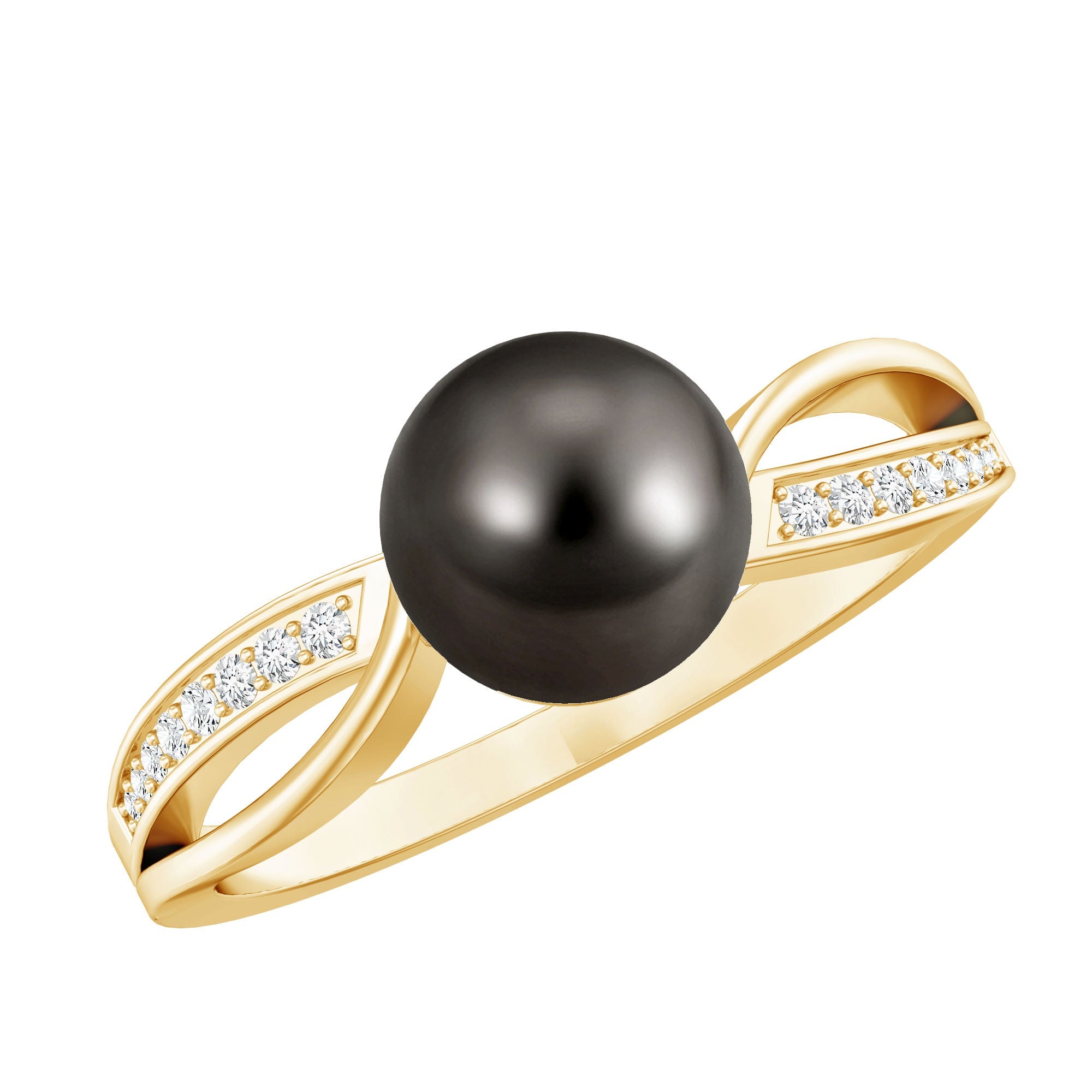 7.5 Carat Solitaire Tahitian Pearl Engagement Ring with Diamond | Rings | Wiccan Center