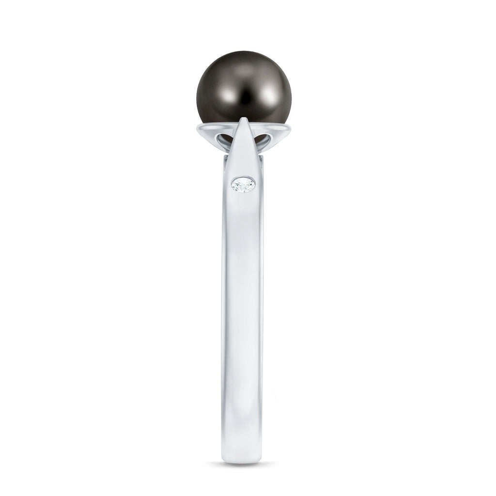 Solitaire Black Tahitian Pearl Engagement Ring with Certificate