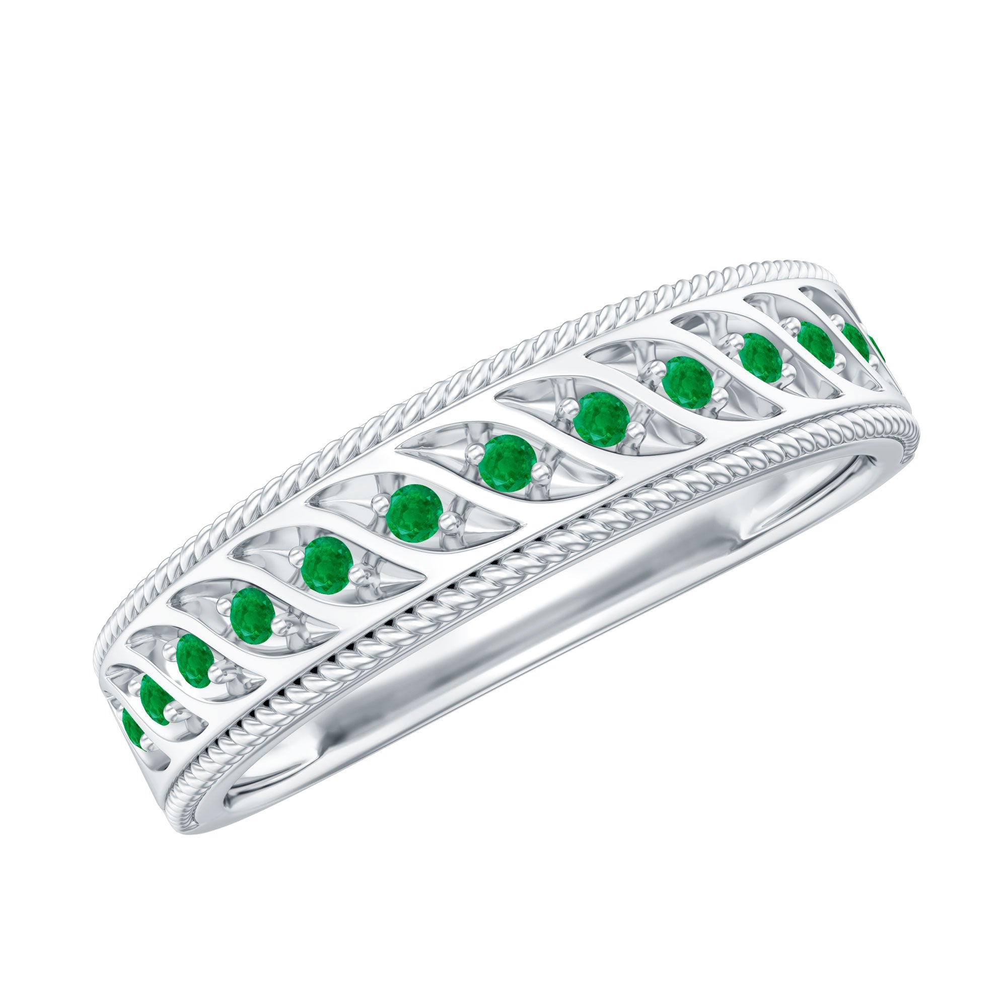 Genuine Emerald Vintage Inspired Eternity Band