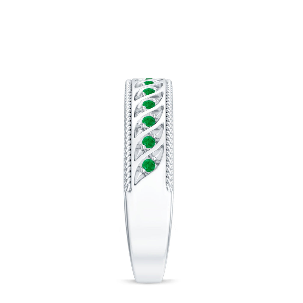 Genuine Emerald Vintage Inspired Eternity Band