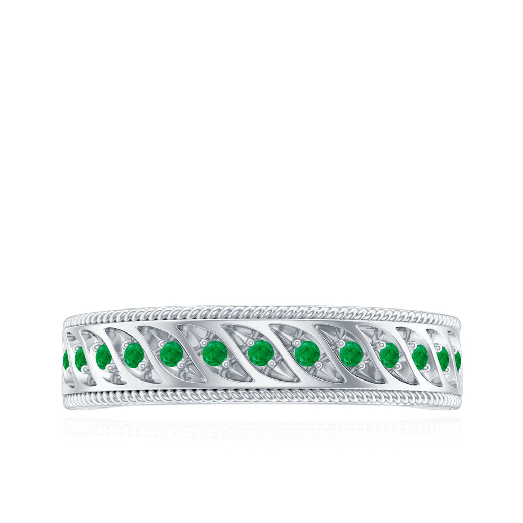 Genuine Emerald Vintage Inspired Eternity Band