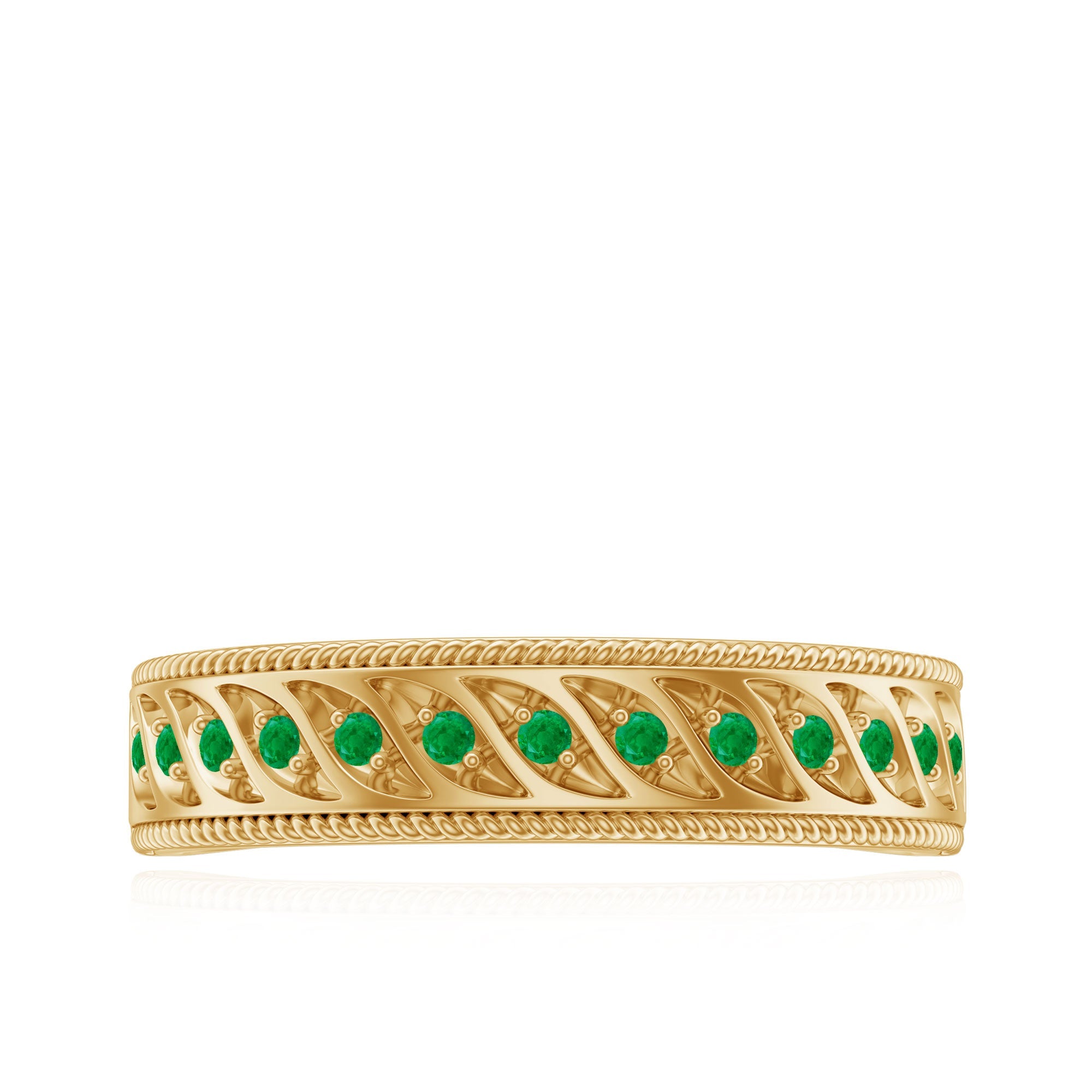 Genuine Emerald Vintage Inspired Eternity Band