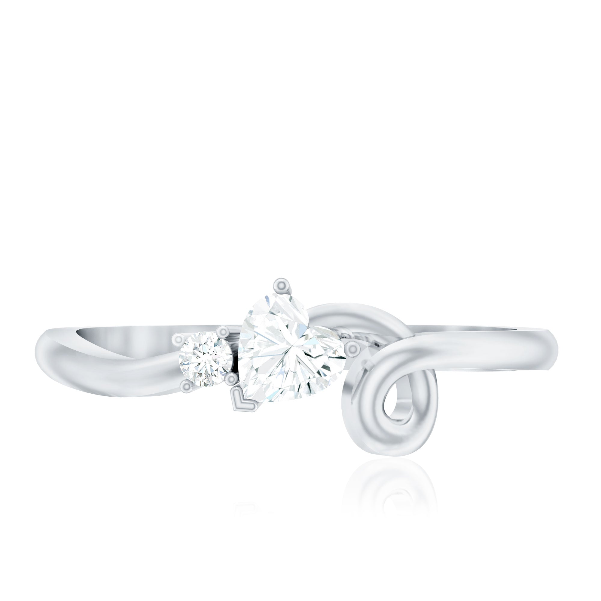 Certified Moissanite Heart Promise Ring with Twisted Shank