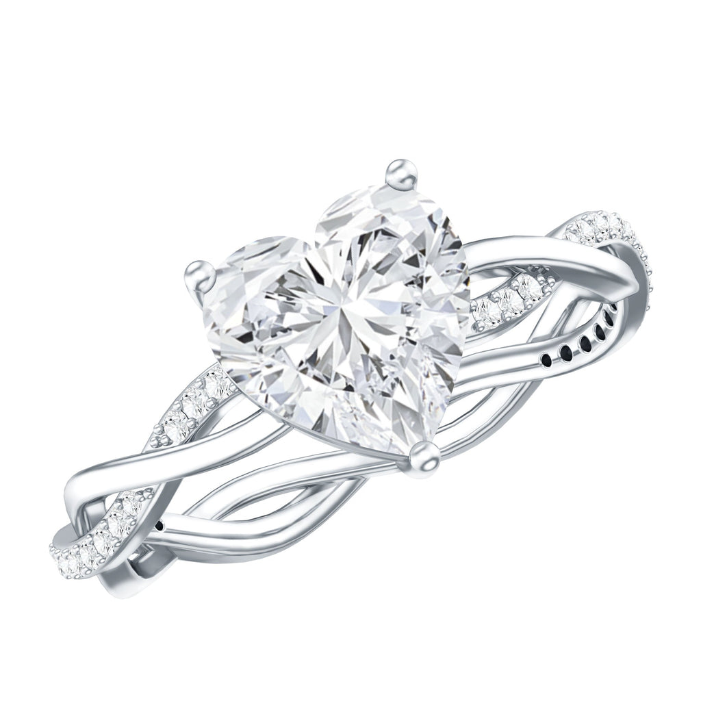Solitaire Heart Shape Moissanite Braided Engagement Ring