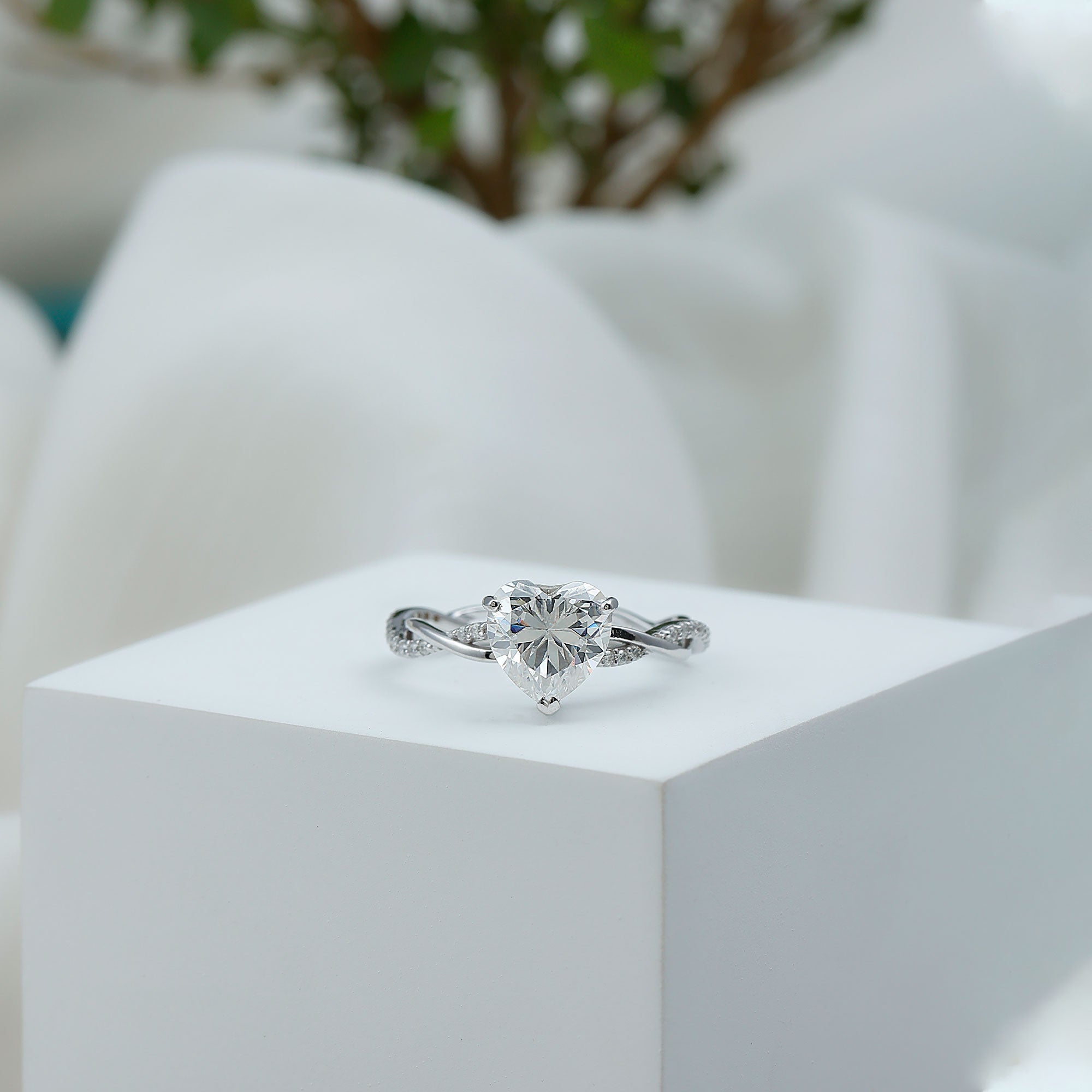 Solitaire Heart Shape Moissanite Braided Engagement Ring
