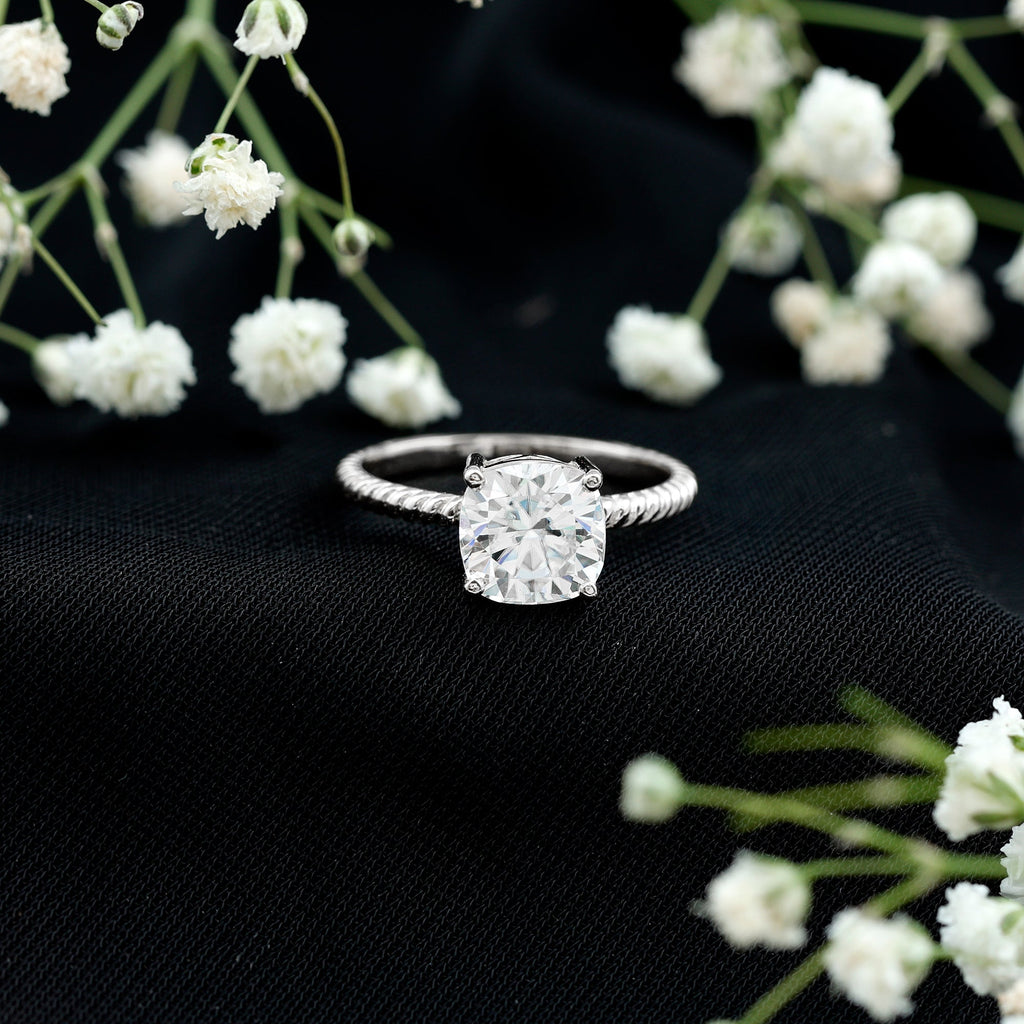 3 CT Certified Moissanite Cushion Cut Engagement Ring