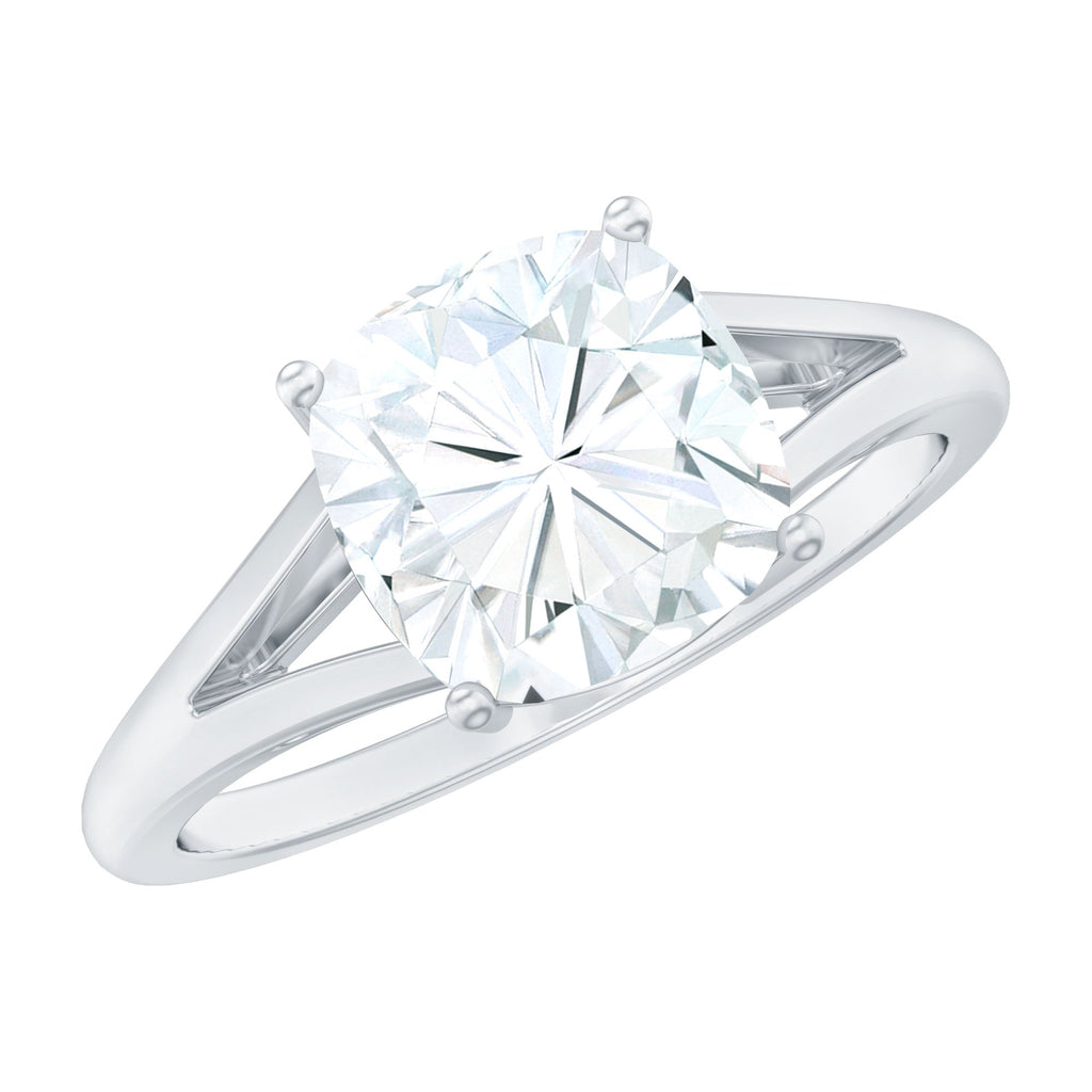Cushion Cut Moissanite Engagement Ring With Split Shank
