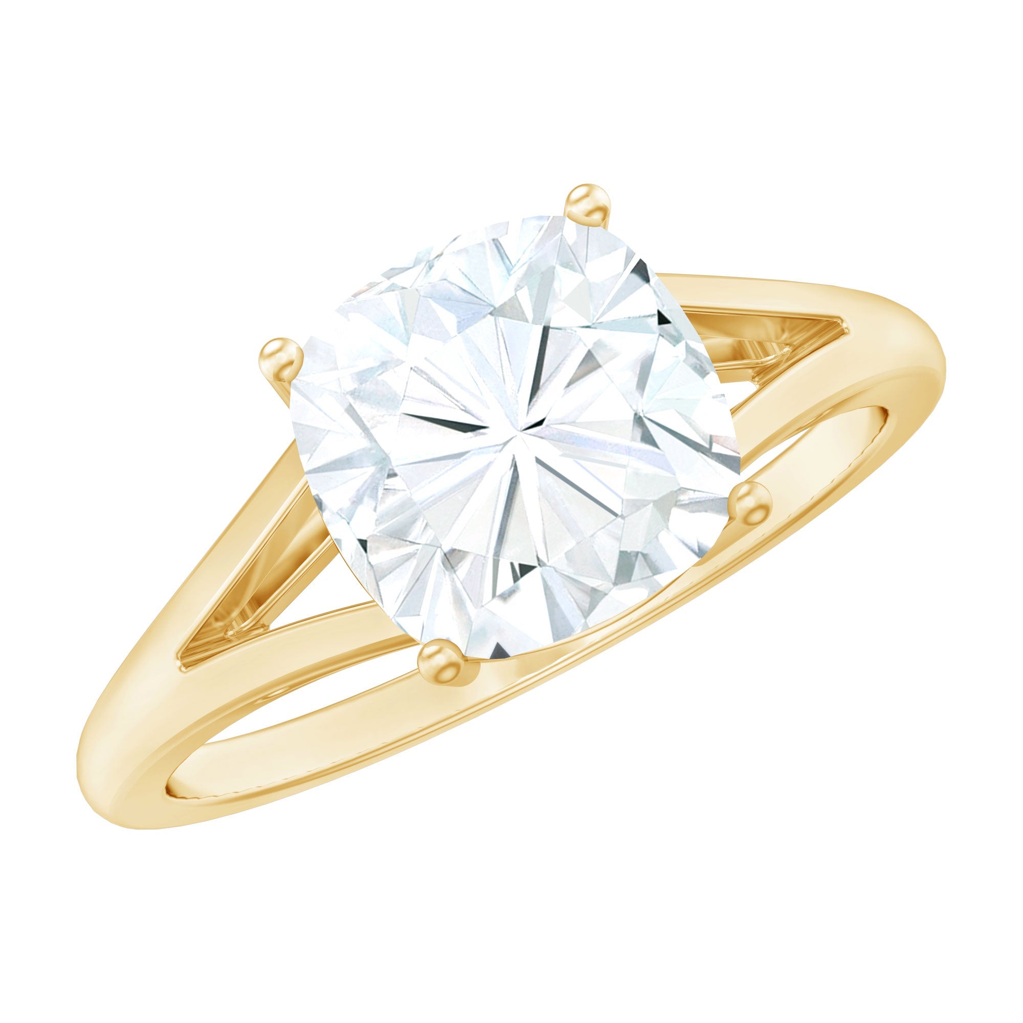 Cushion Cut Moissanite Engagement Ring With Split Shank | Rings | Wiccan Center