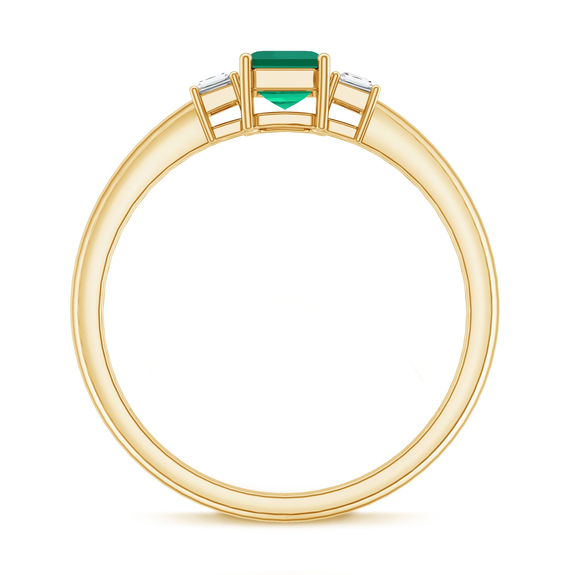 Emerald Cut Emerald and Diamond 3 Stone Promise Ring for Her