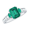Lab Created Emerald Cut Emerald Engagement Ring with Diamonds