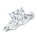 Certified 3 Carat Moissanite Princess Cut Engagement Ring with Braided Shank