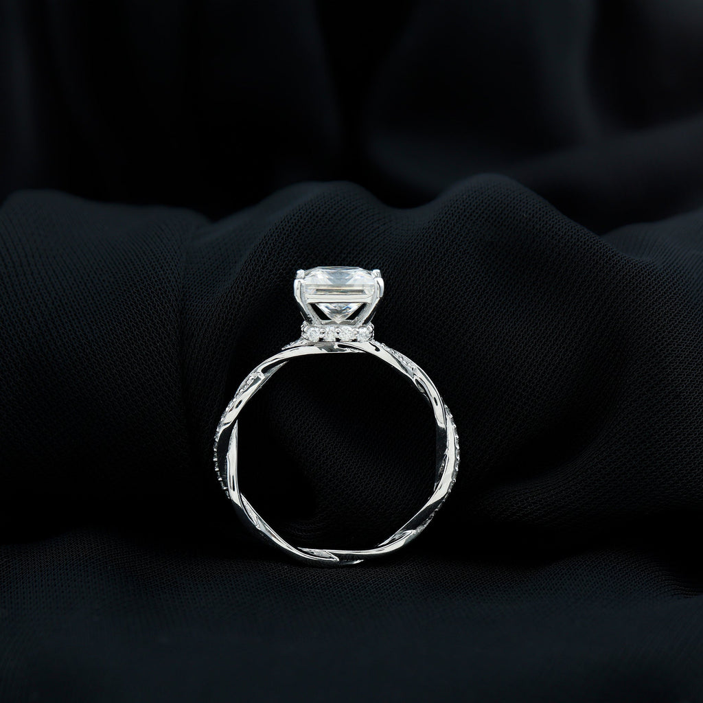 Certified 3 Carat Moissanite Princess Cut Engagement Ring with Braided Shank