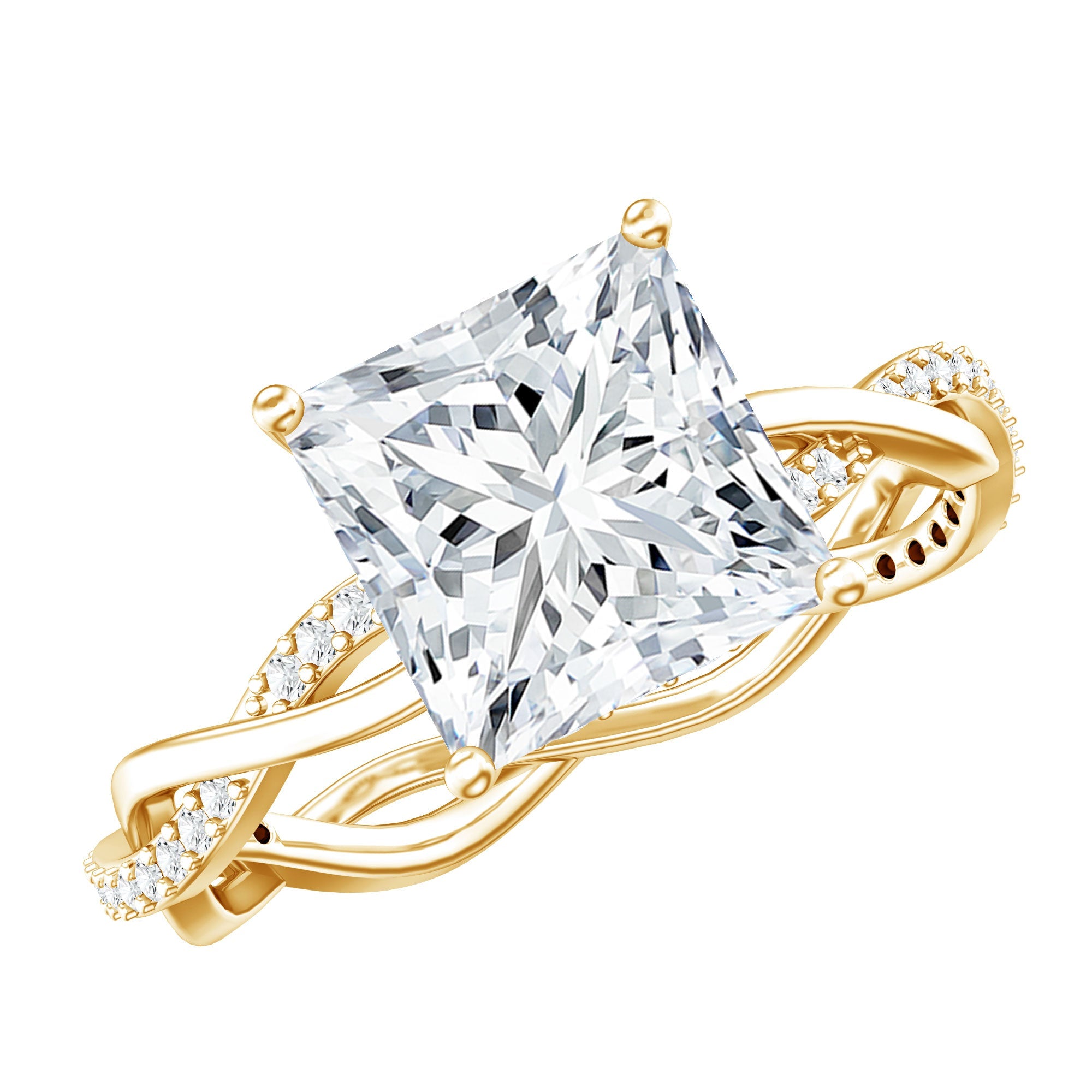 Certified 3 Carat Moissanite Princess Cut Engagement Ring with Braided Shank | Rings | Wiccan Center