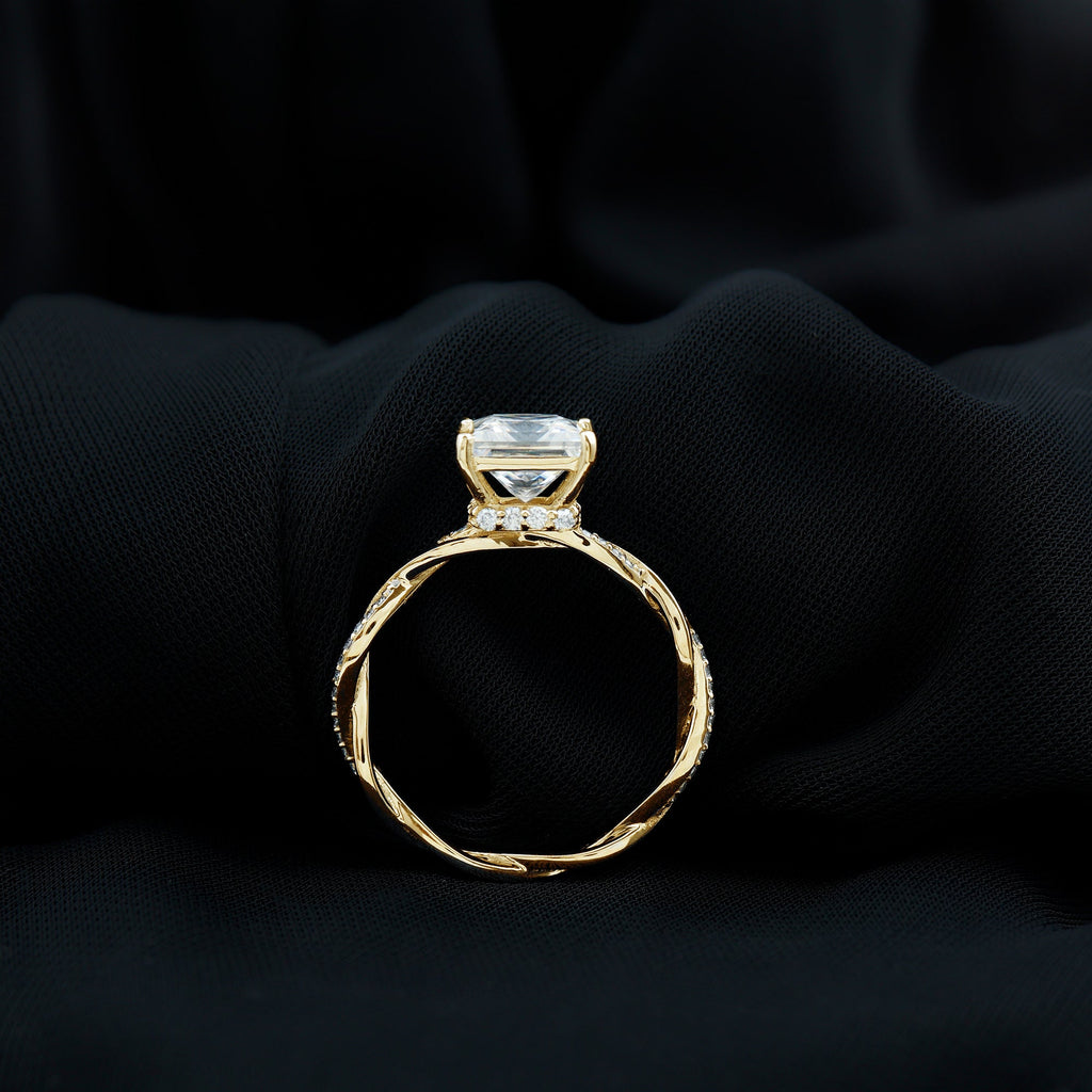 Certified 3 Carat Moissanite Princess Cut Engagement Ring with Braided Shank