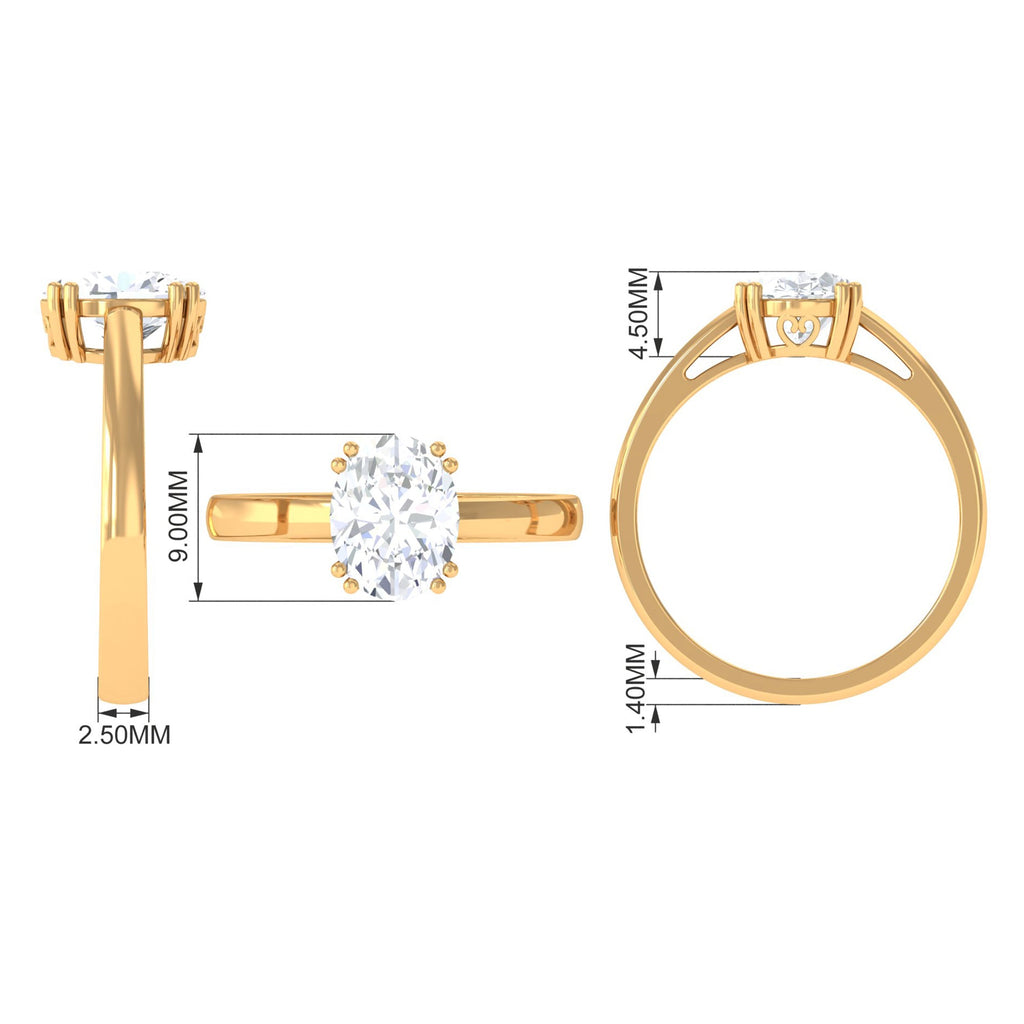 Certified 2 CT Moissanite Oval Cut Engagement Ring