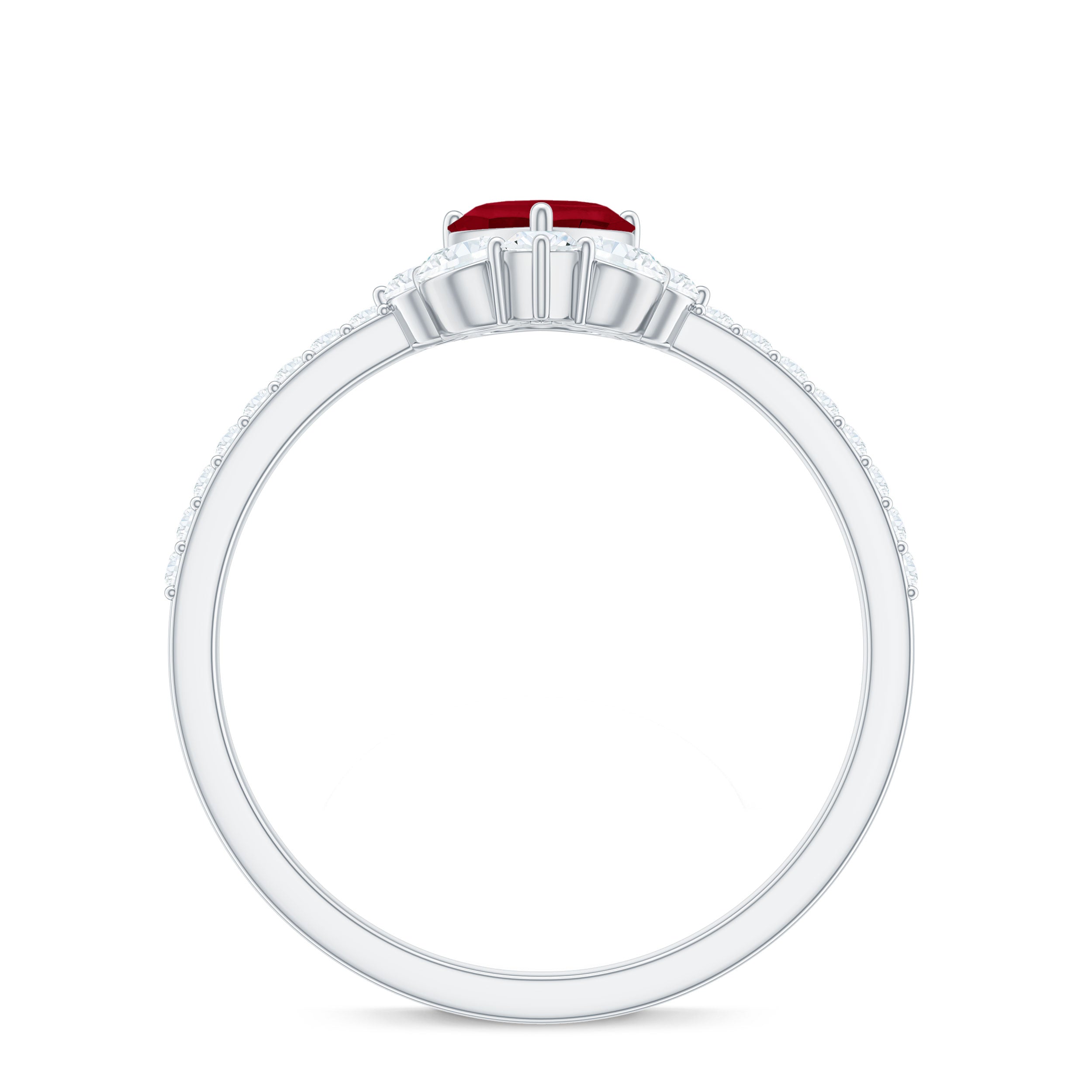Natural 0.6 Carat Ruby Heart Promise Ring with Diamond for Women