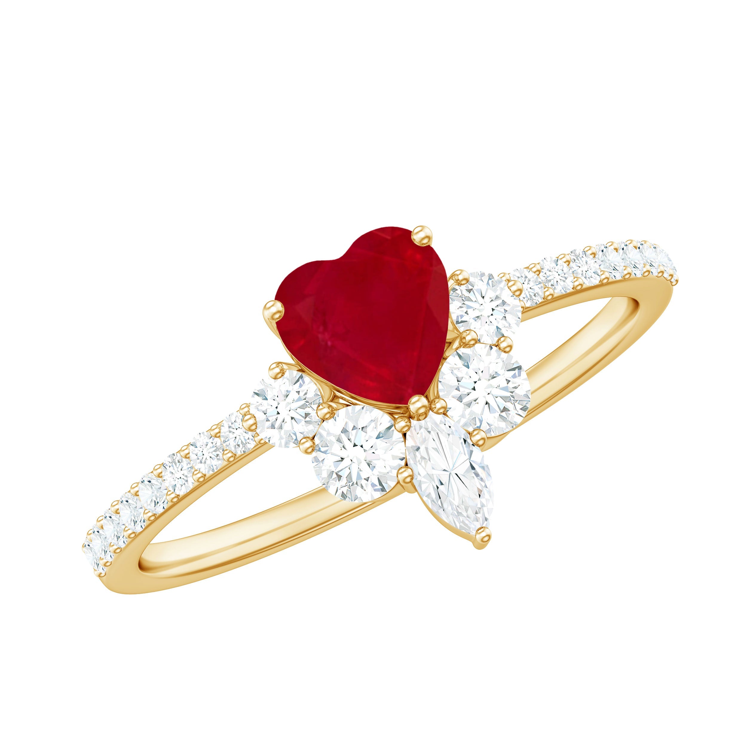 Natural 0.6 Carat Ruby Heart Promise Ring with Diamond for Women | Rings | Wiccan Center