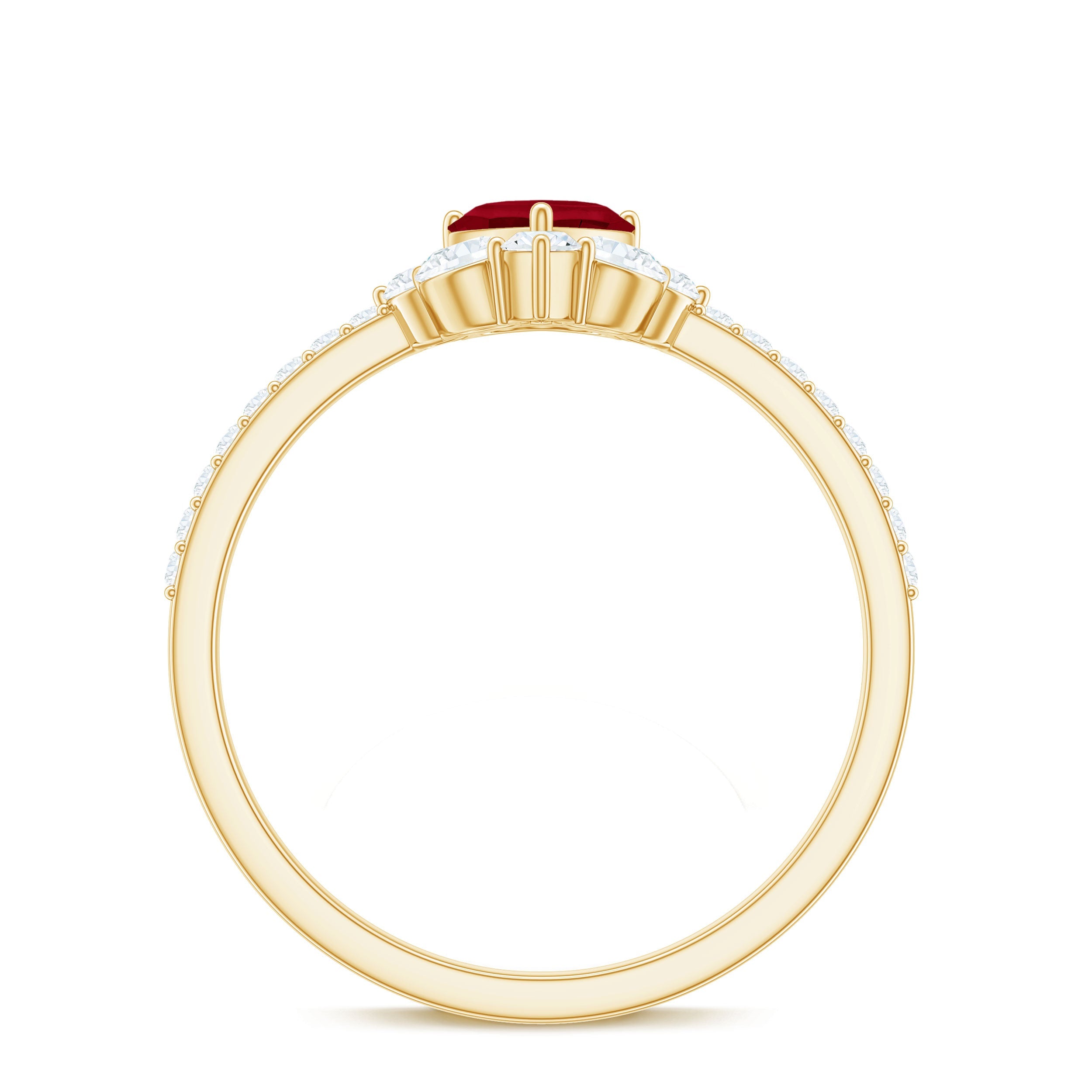 Natural 0.6 Carat Ruby Heart Promise Ring with Diamond for Women