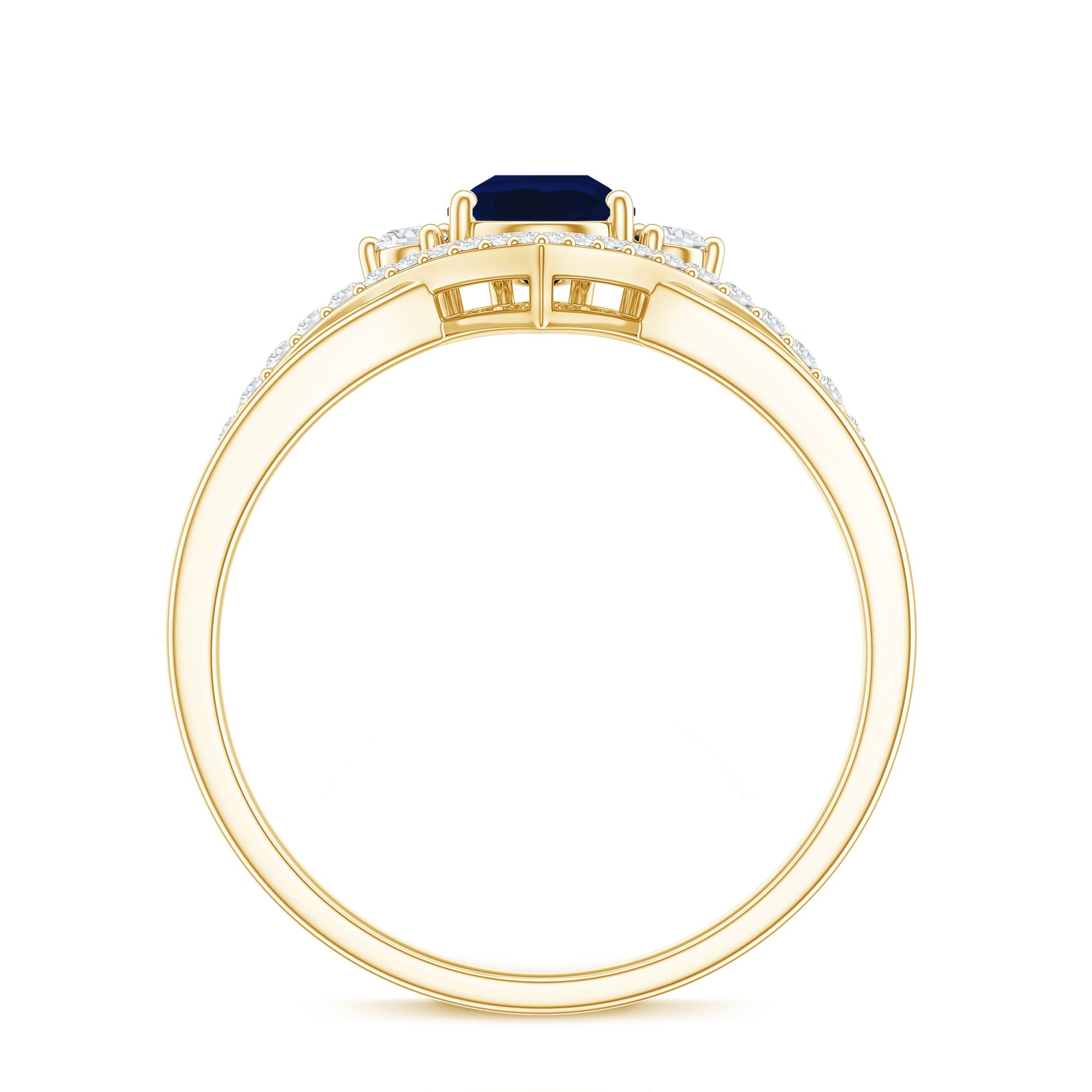 Pear Cut Blue Sapphire Designer Solitaire Ring with Diamond