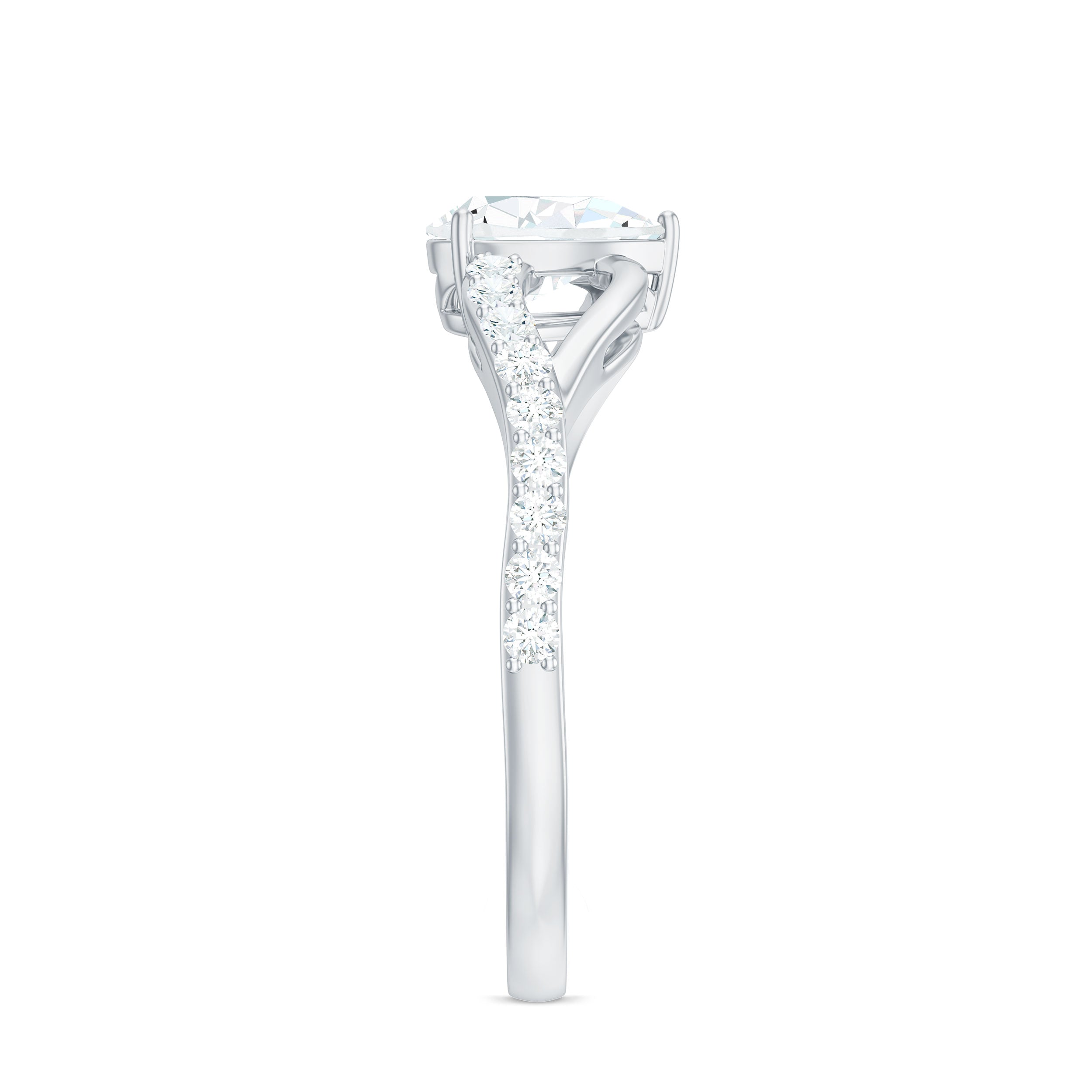 Certified Pear Cut Moissanite Split Shank Engagement Ring