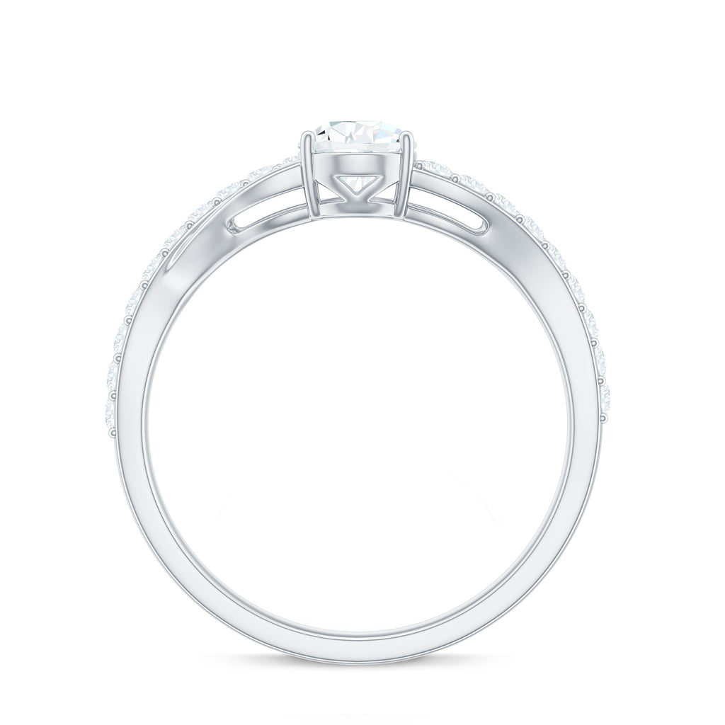 Certified Pear Cut Moissanite Split Shank Engagement Ring
