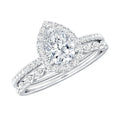 0.7 Carat Moissanite Teardrop Wedding Ring Set with Halo