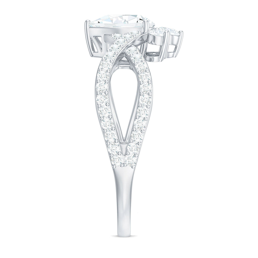 Designer Pear Shaped Moissanite Crossover Engagement Ring