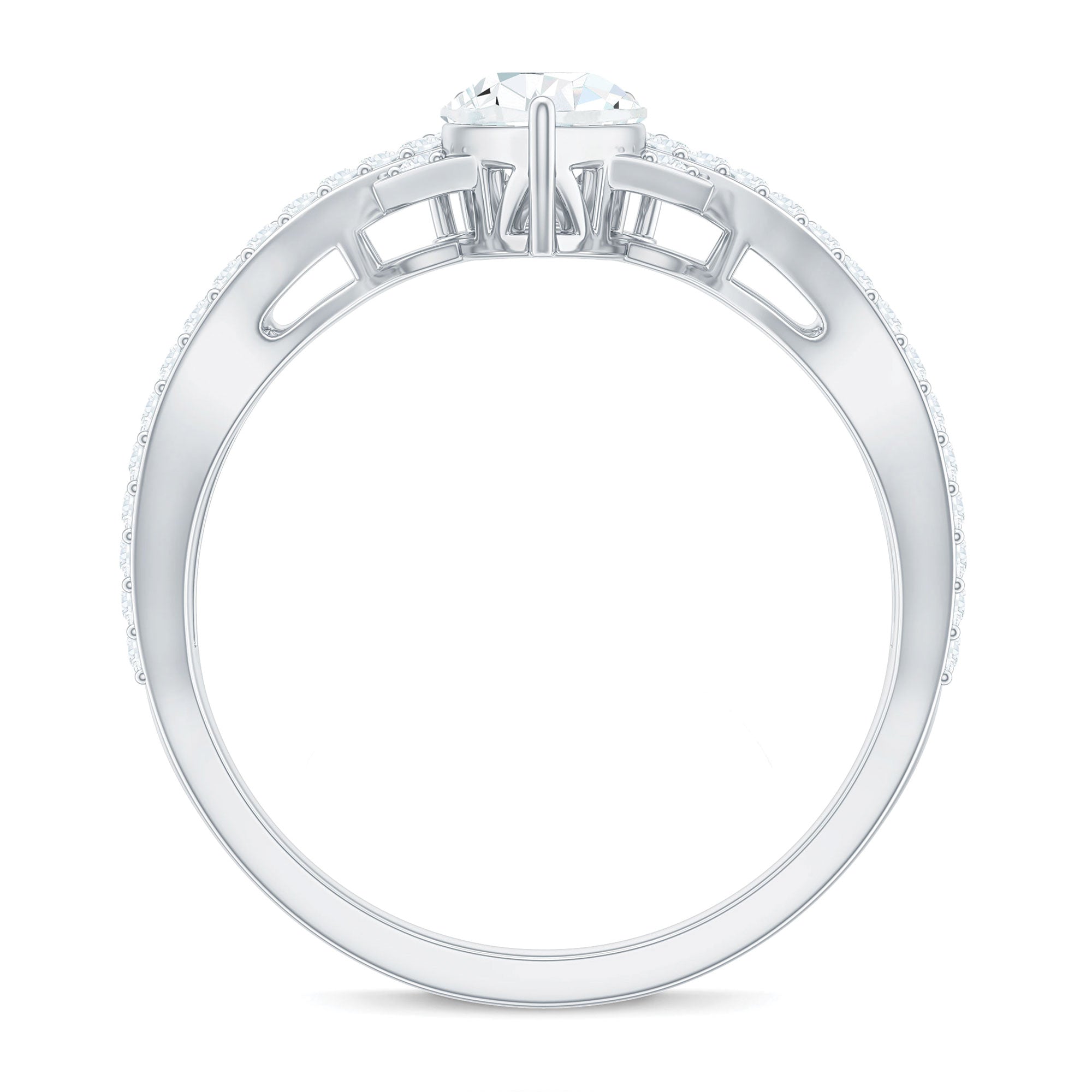 Designer Pear Shaped Moissanite Crossover Engagement Ring