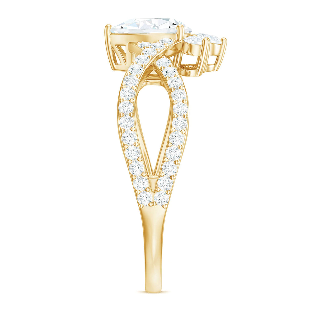 Designer Pear Shaped Moissanite Crossover Engagement Ring
