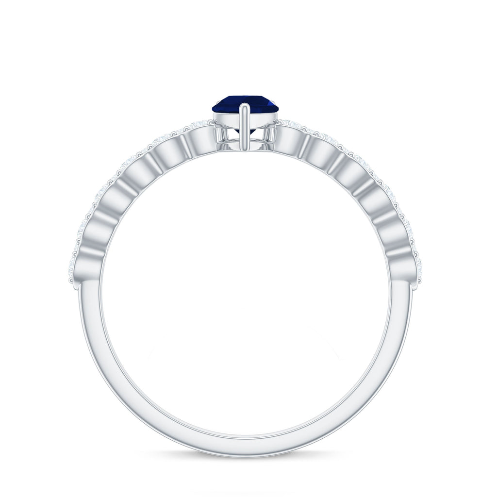 0.5 Carat Minimal Blue Sapphire Solitaire Promise Ring with Diamond