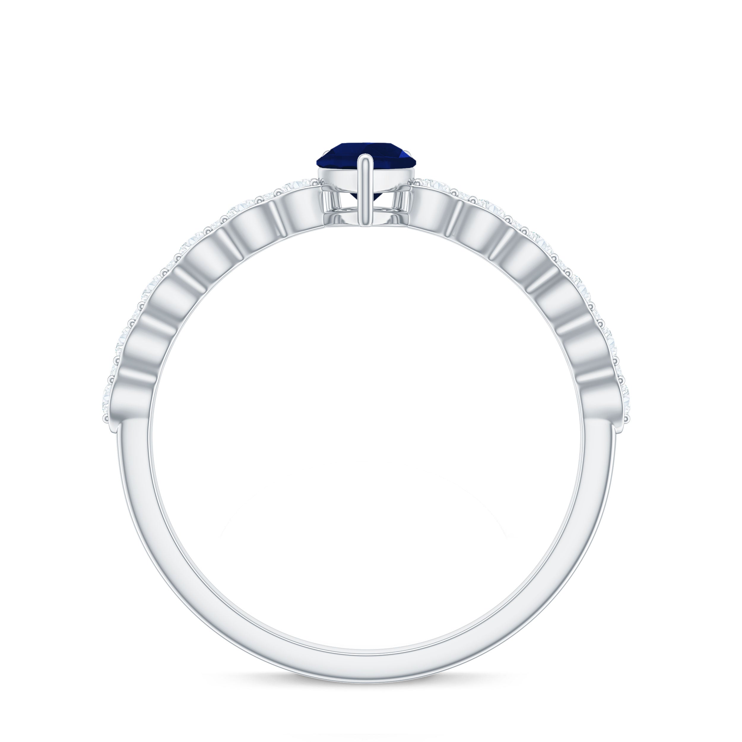 0.5 Carat Minimal Blue Sapphire Solitaire Promise Ring with Diamond