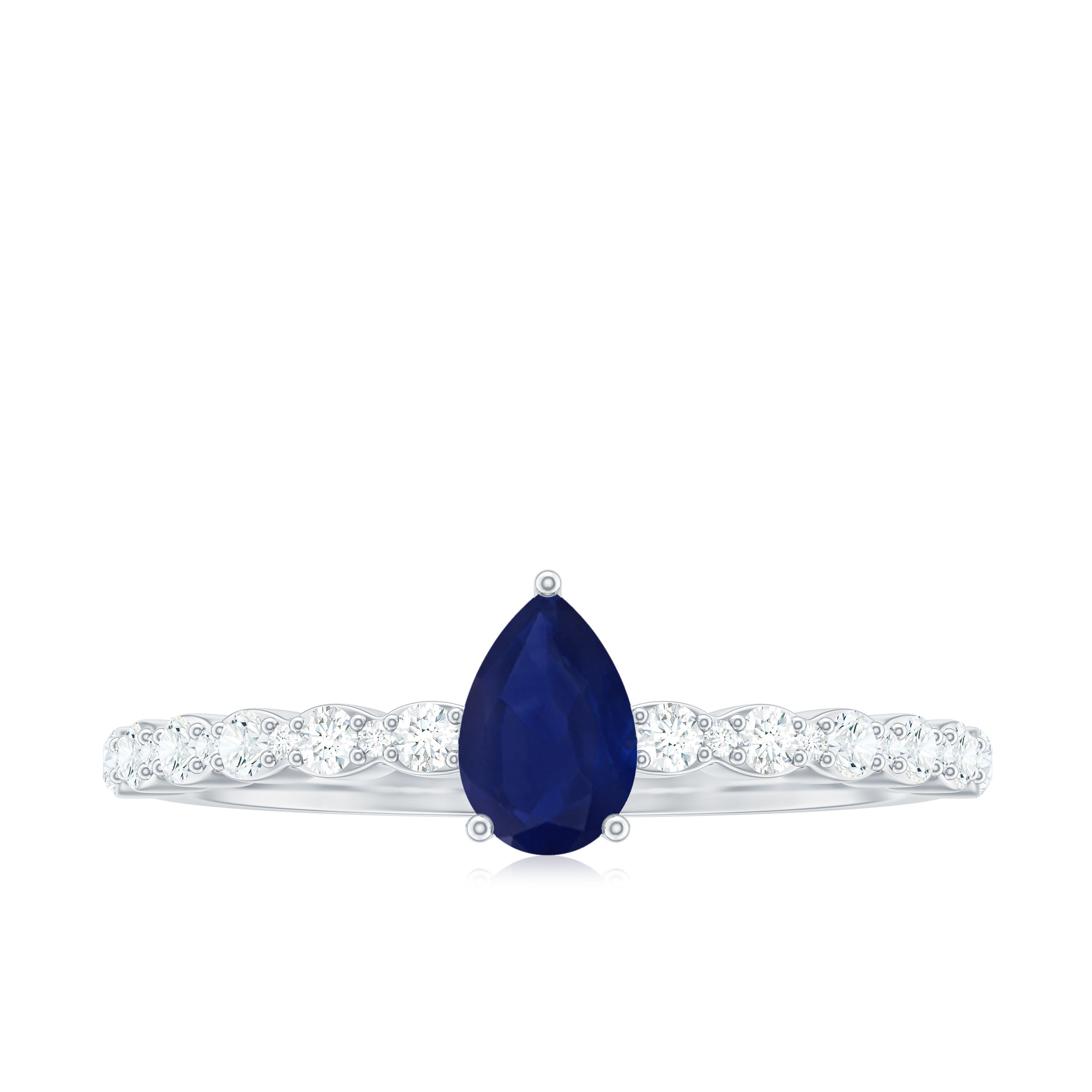 0.5 Carat Minimal Blue Sapphire Solitaire Promise Ring with Diamond
