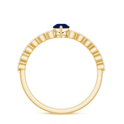 0.5 Carat Minimal Blue Sapphire Solitaire Promise Ring with Diamond | Rings | Wiccan Center