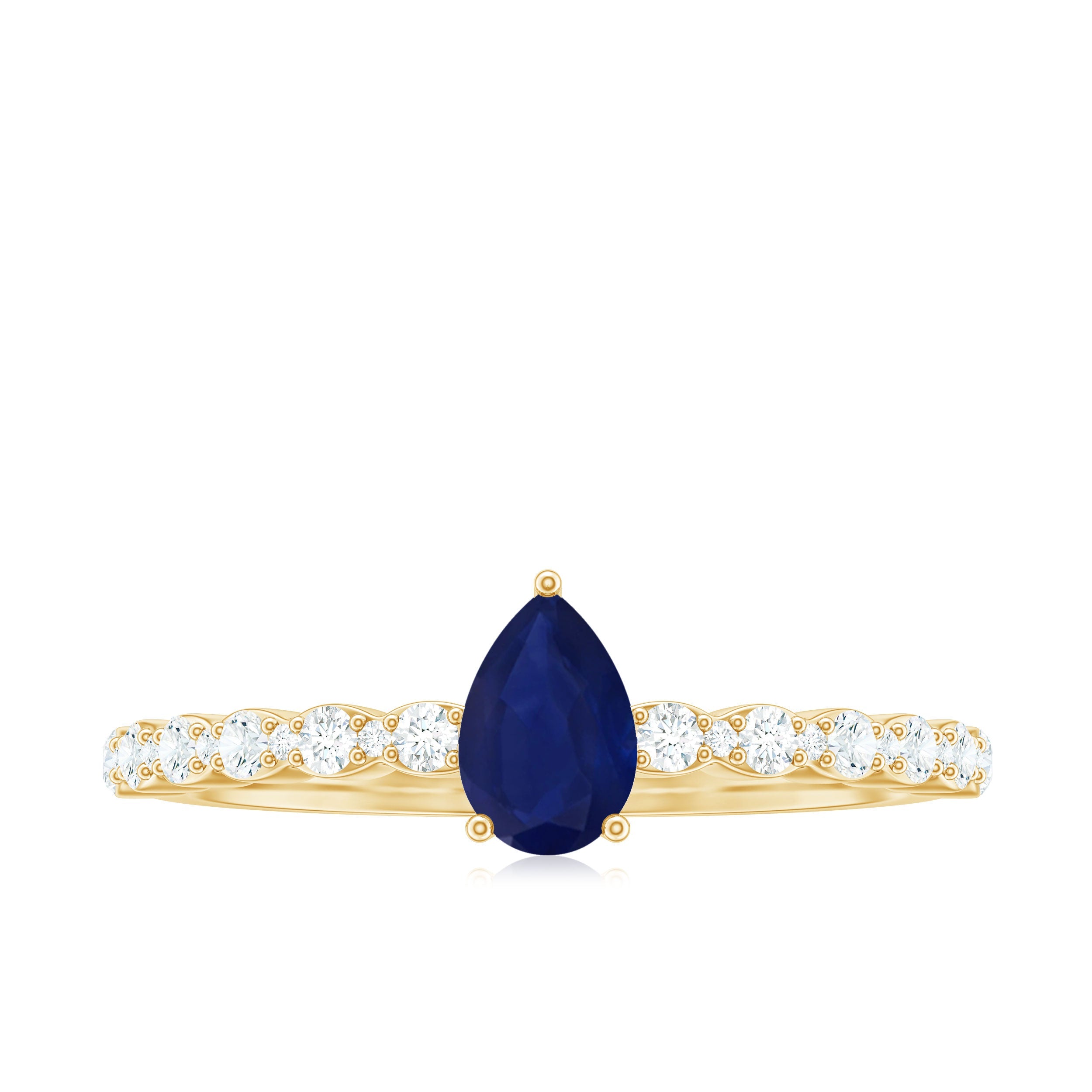 0.5 Carat Minimal Blue Sapphire Solitaire Promise Ring with Diamond