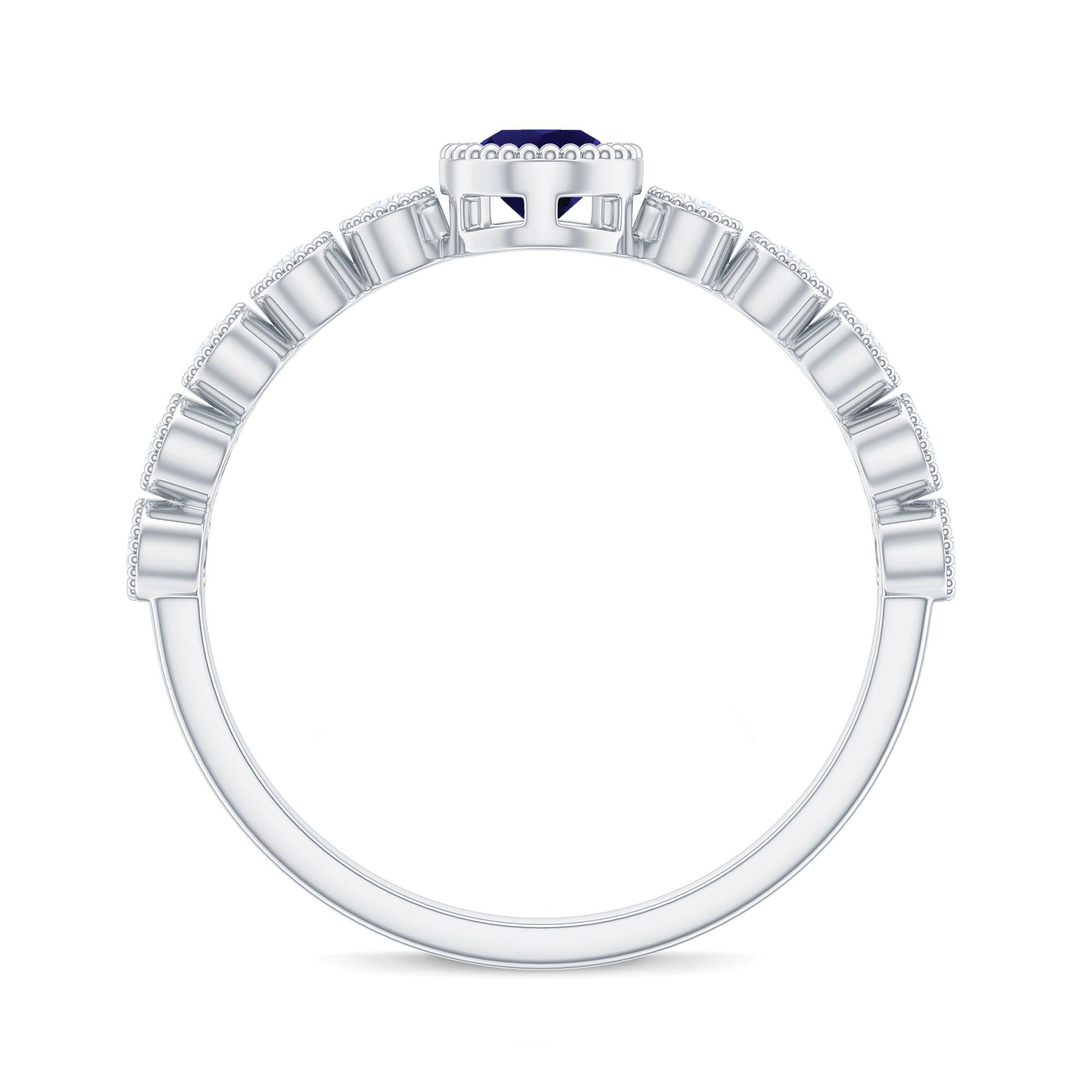 Pear Cut 0.5 Carat Blue Sapphire Engagement Ring with Diamonds