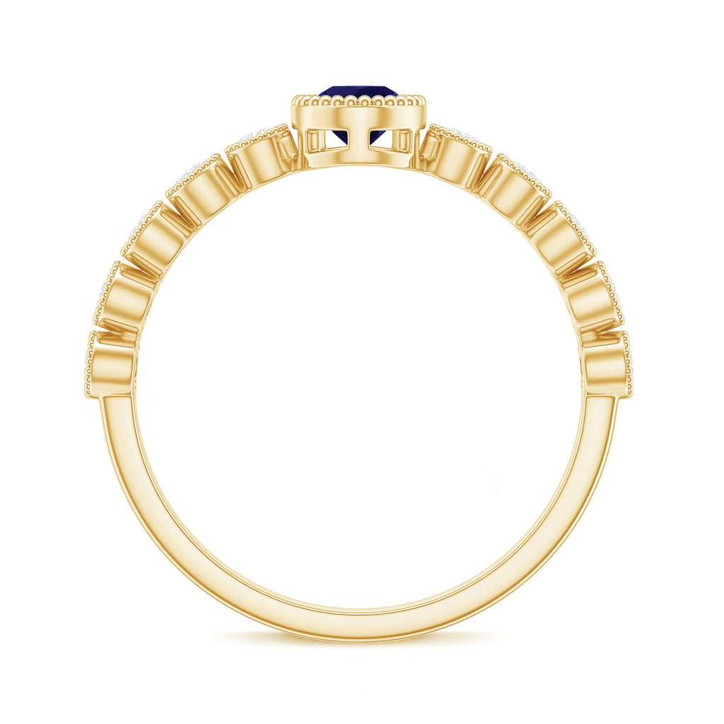 Pear Cut 0.5 Carat Blue Sapphire Engagement Ring with Diamonds