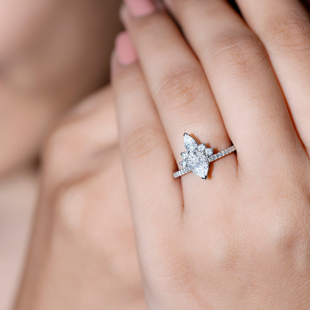 0.7 Carat Pear Shape Moissanite Crown Engagement Ring