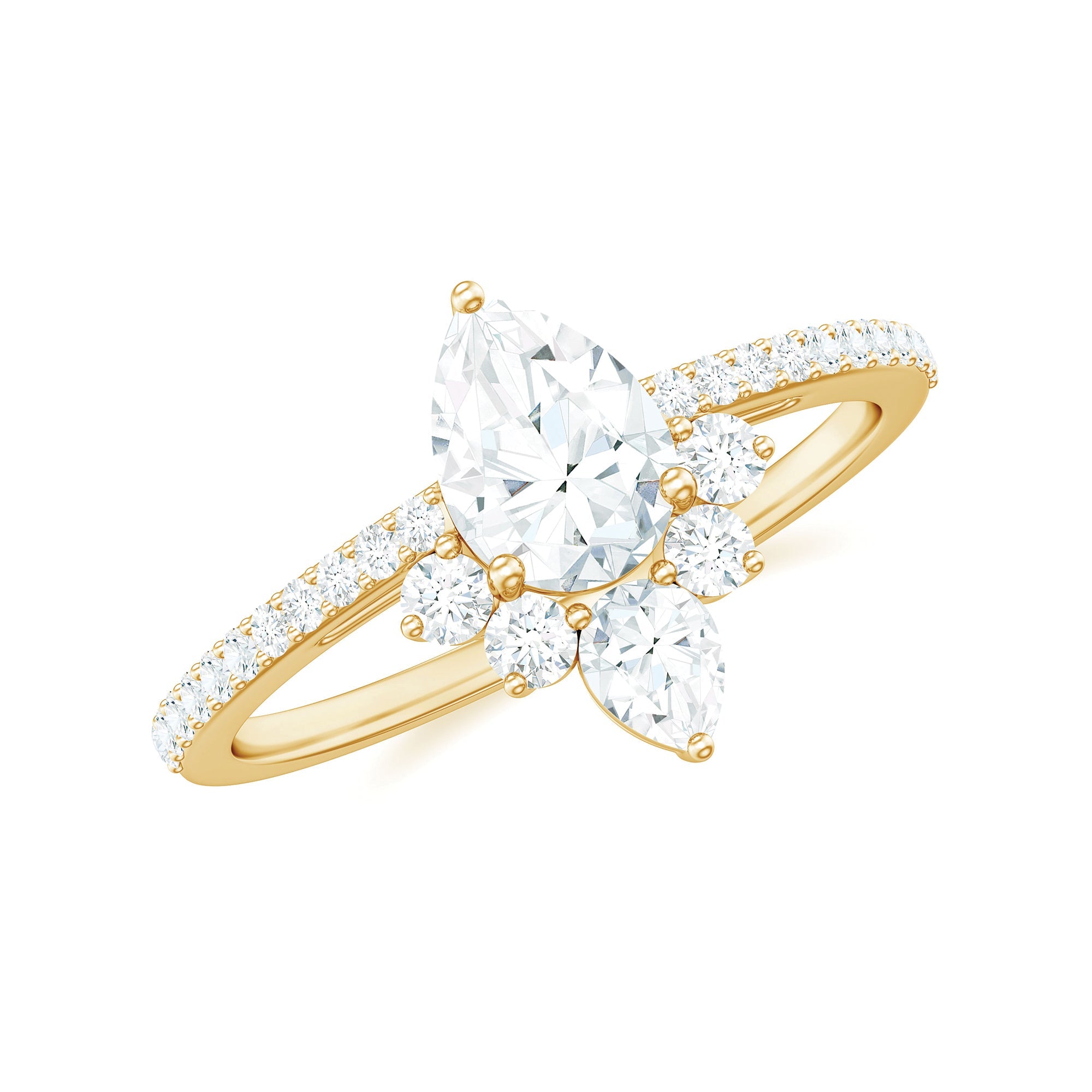 0.7 Carat Pear Shape Moissanite Crown Engagement Ring | Rings | Wiccan Center