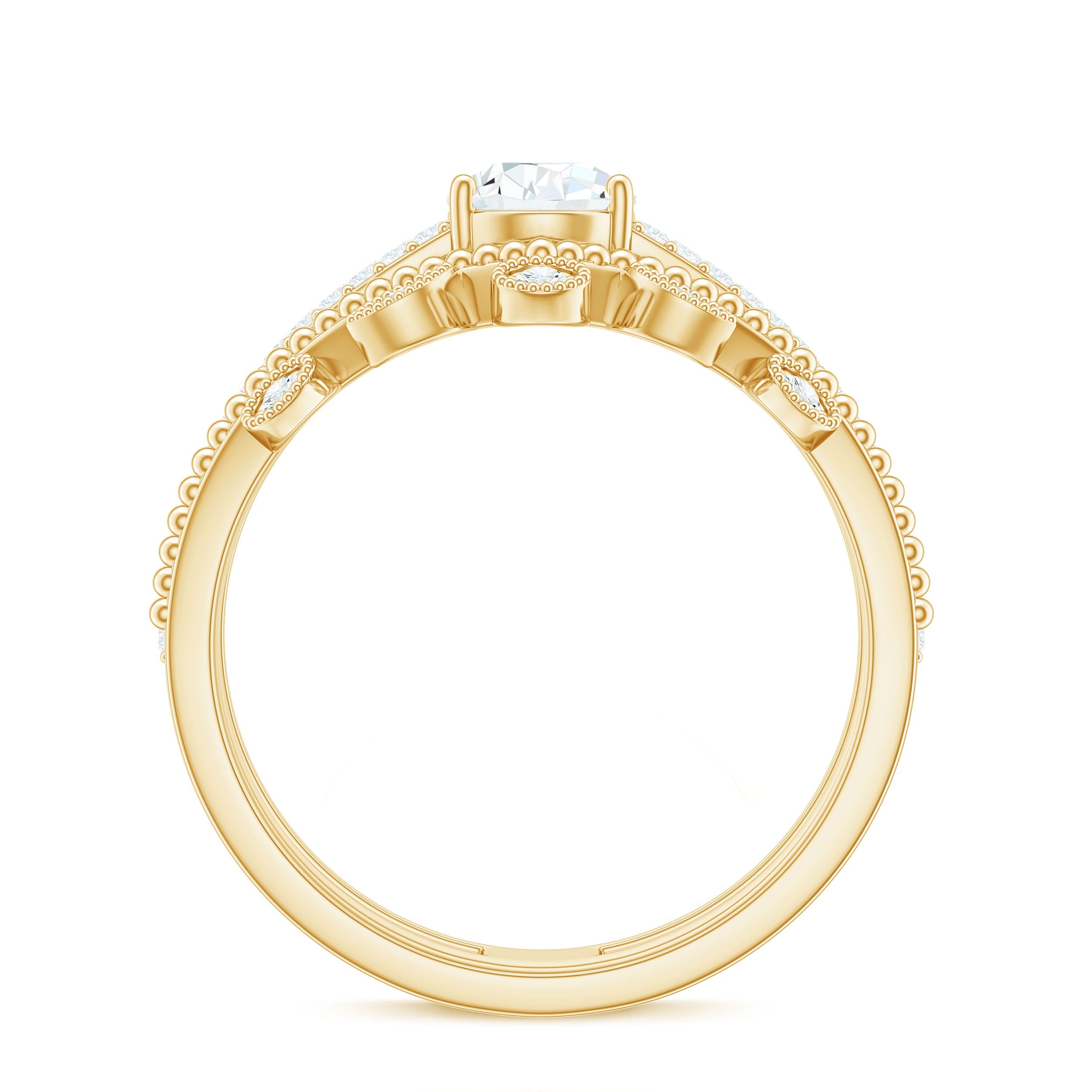 Pear Moissanite Double Band Engagement Ring with Enhancer