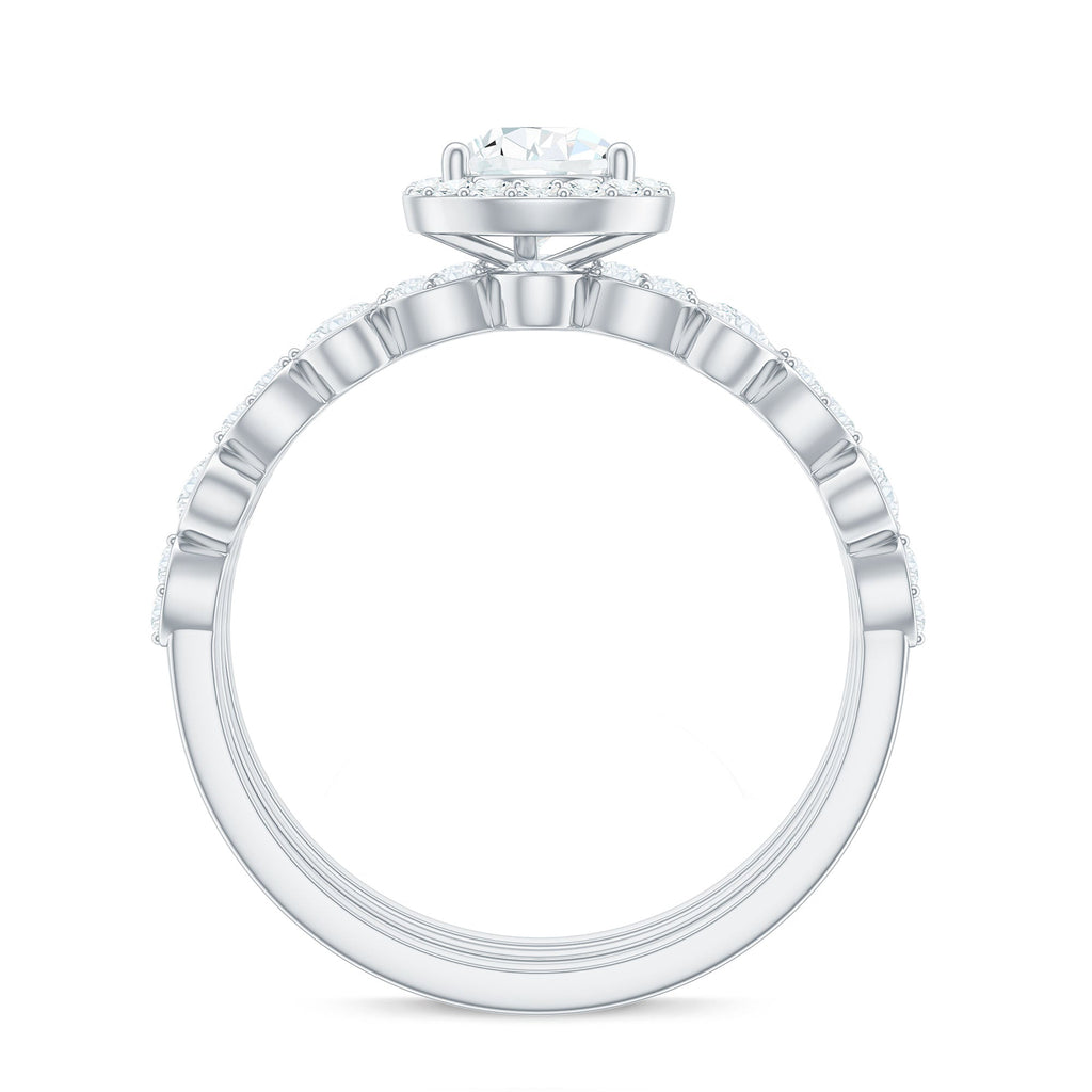 0.7 Carat Pear Shaped Moissanite Engagement Ring with 2 Enhancers