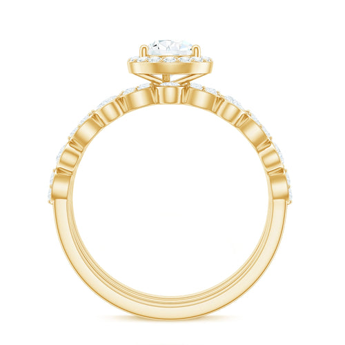 0.7 Carat Pear Shaped Moissanite Engagement Ring with 2 Enhancers | Rings | Wiccan Center