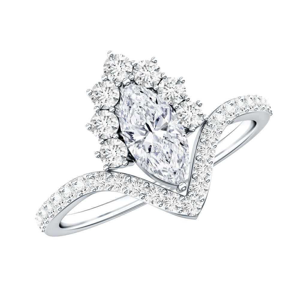 Marquise Cut Moissanite Designer Engagement Ring