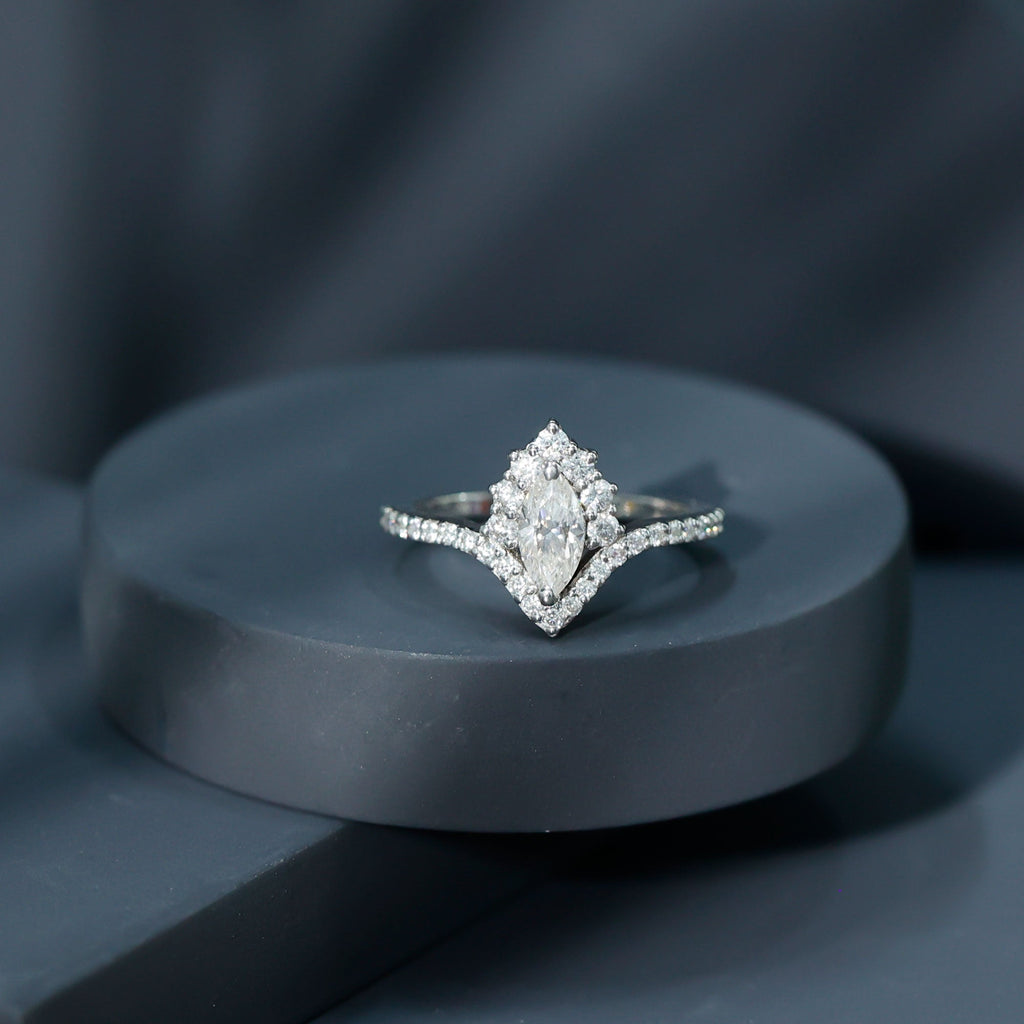 Marquise Cut Moissanite Designer Engagement Ring