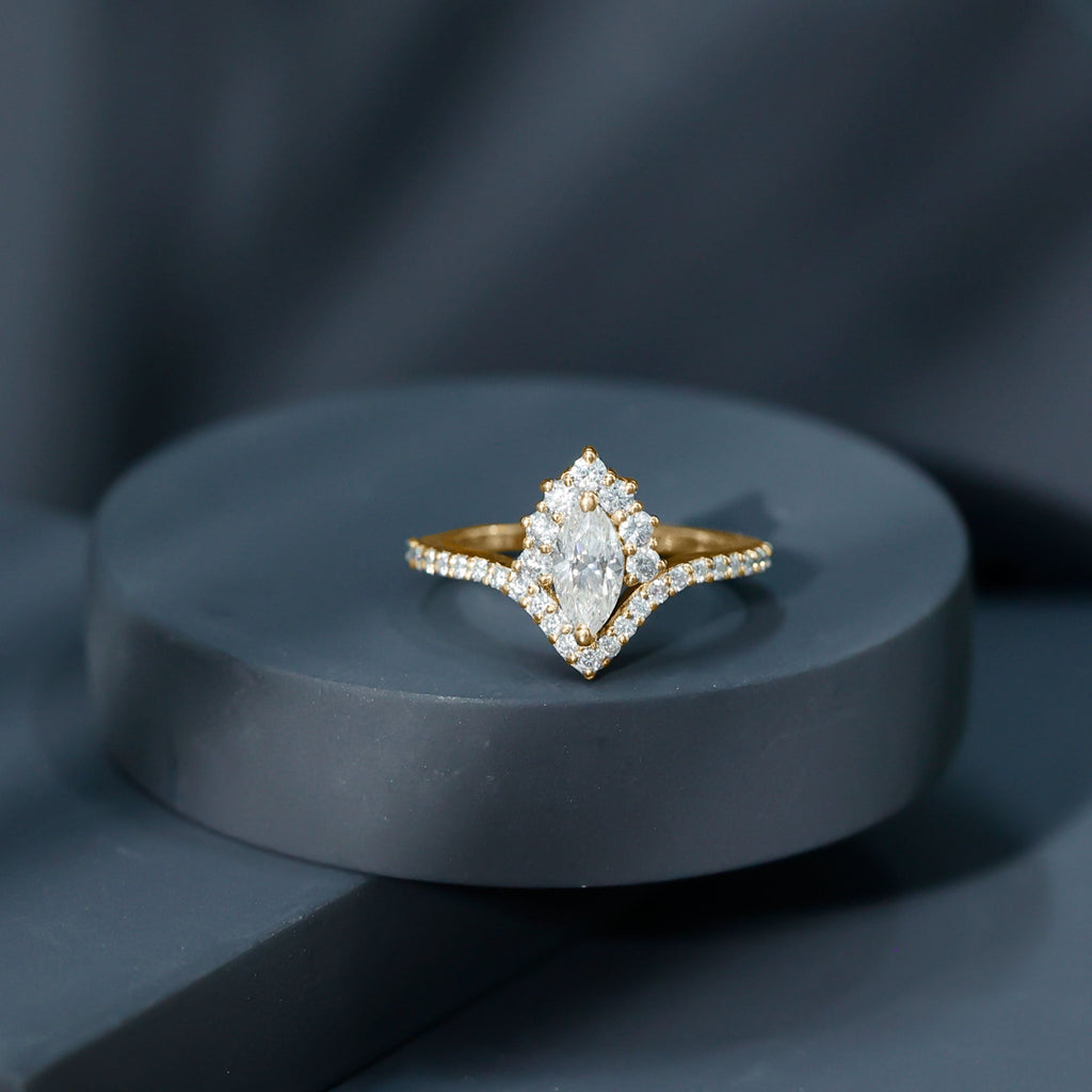 Marquise Cut Moissanite Designer Engagement Ring