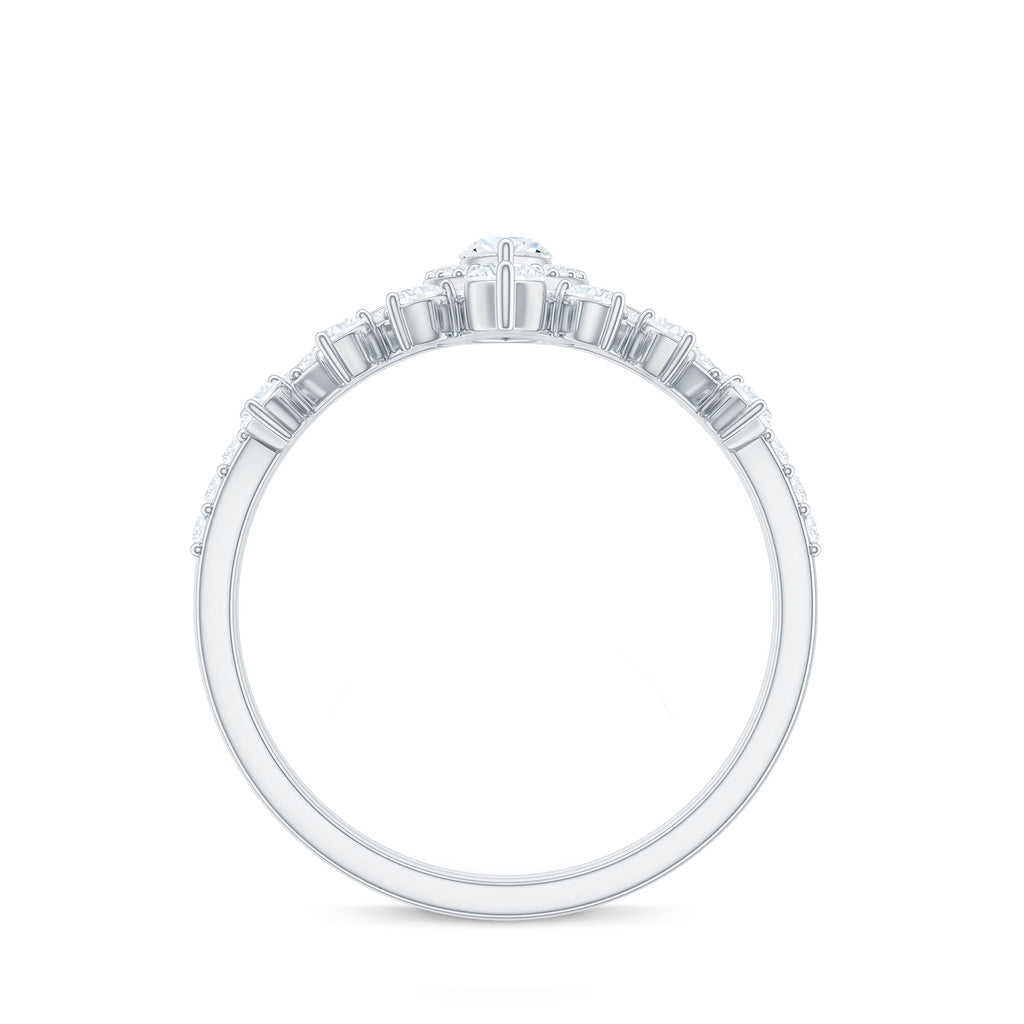 Marquise Cut Moissanite Halo Wedding Ring Set For Women