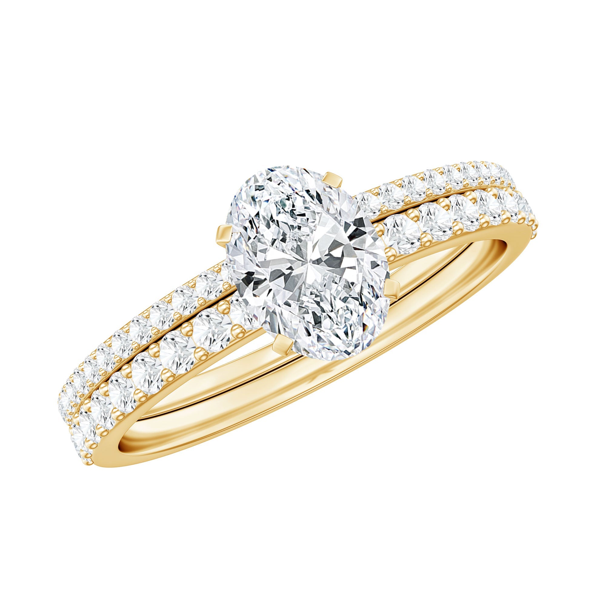 Oval Shaped Moissanite Engagement Ring with Wedding Band Set | Rings | Wiccan Center